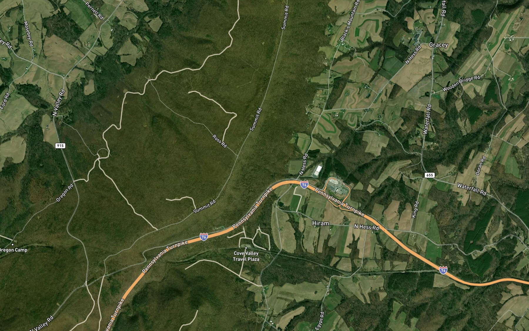 Satellite map of the Lick Branch