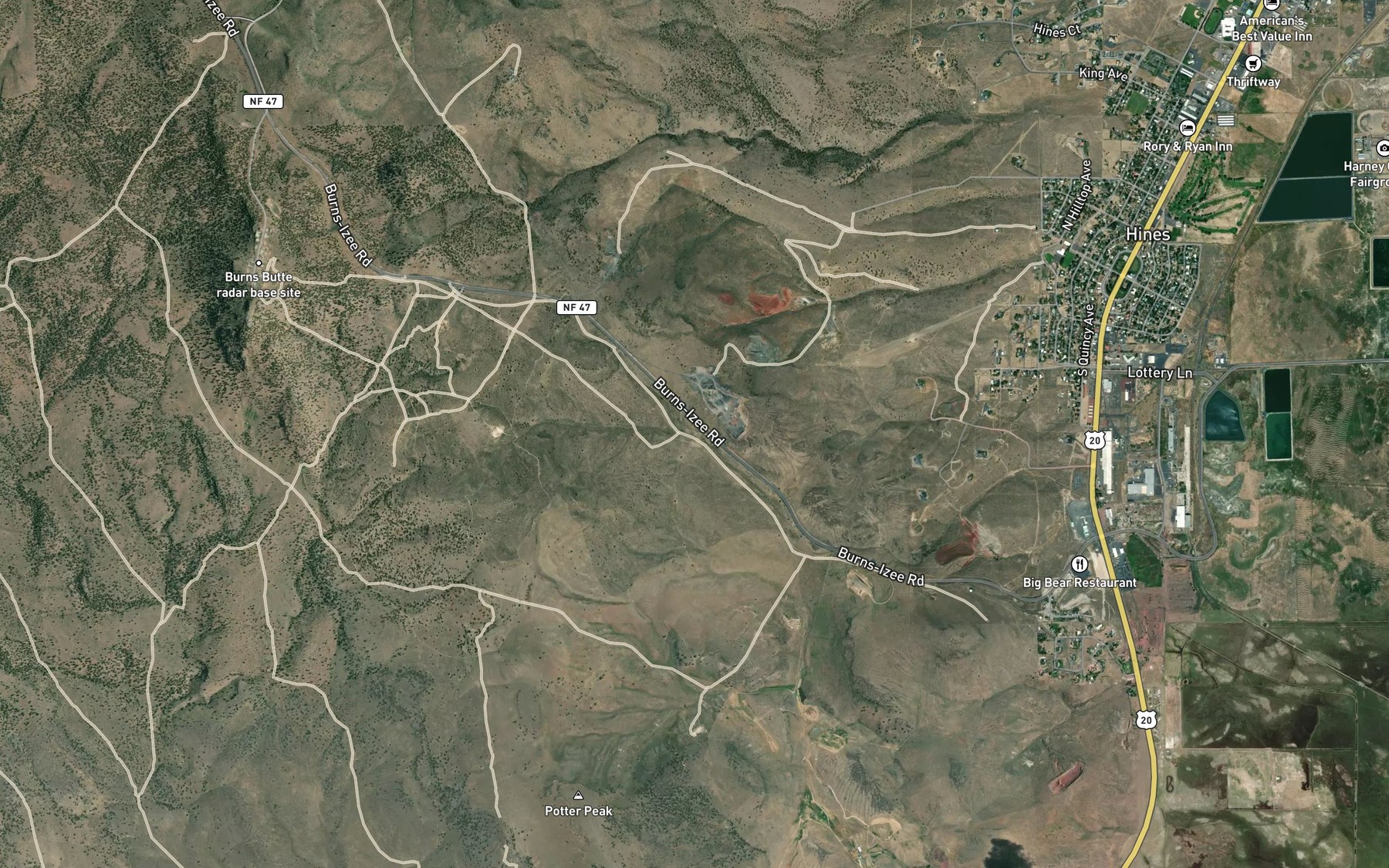 Satellite map of the Carter Reservoir