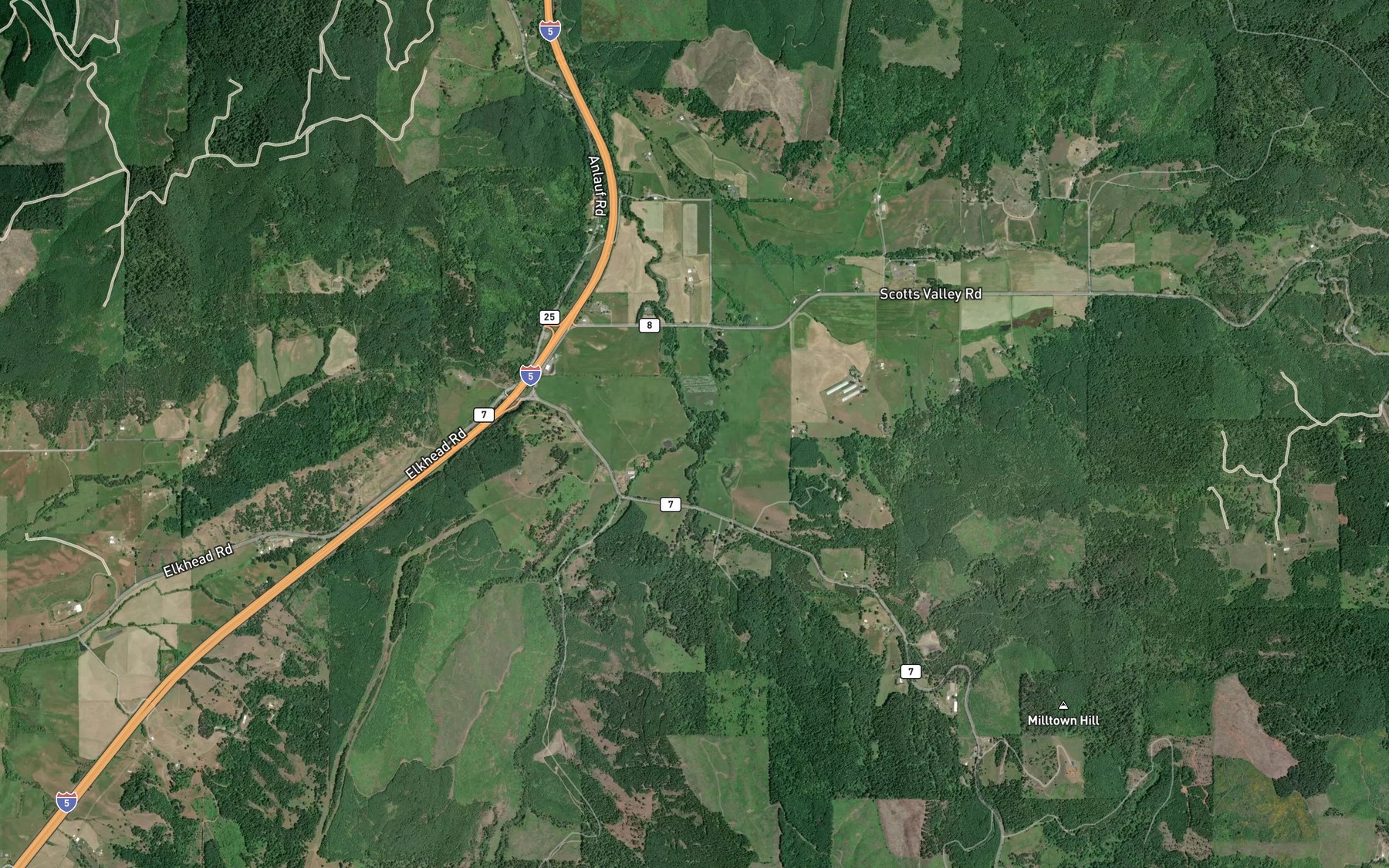 Satellite map of the Adams Creek