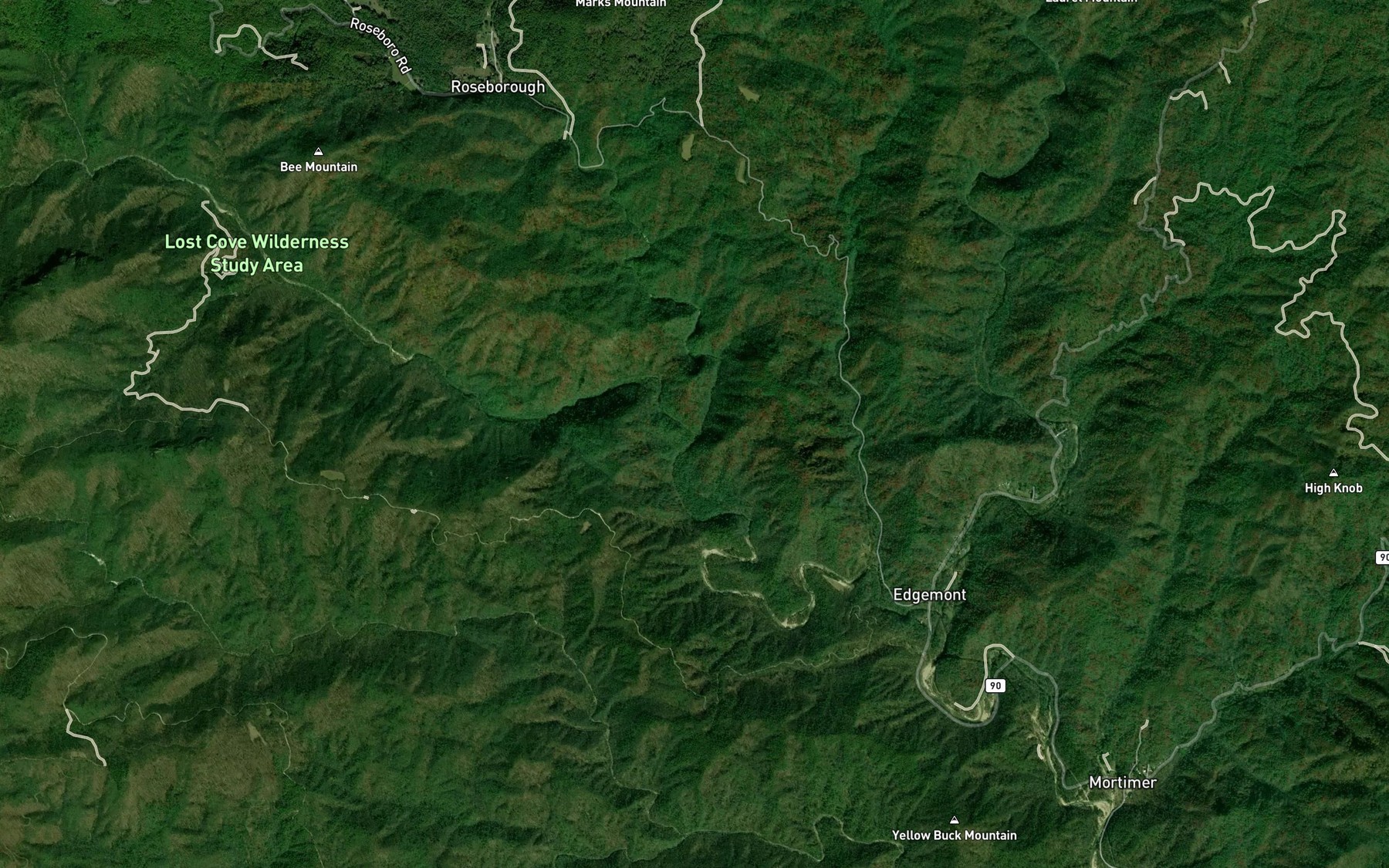 Satellite map of the Gragg Prong