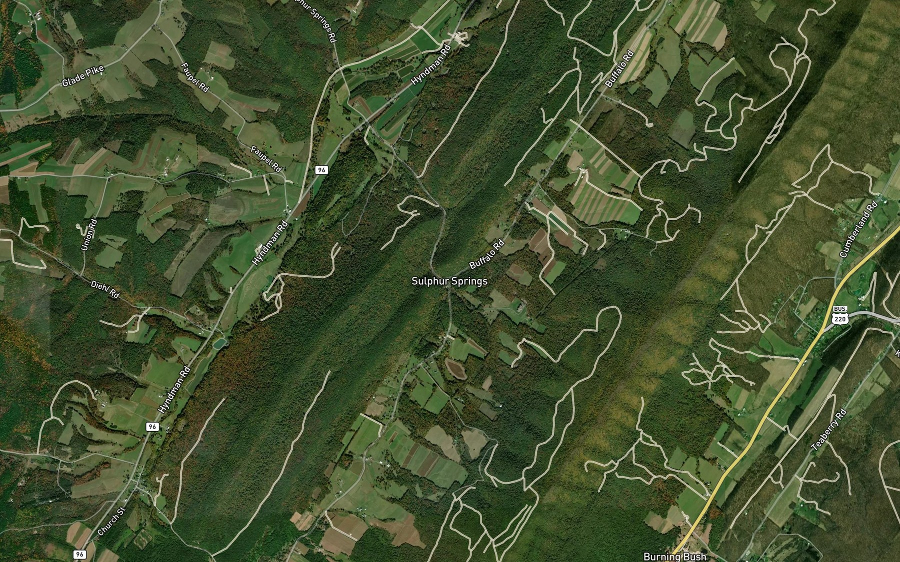 Satellite map of the White Sulpher Springs