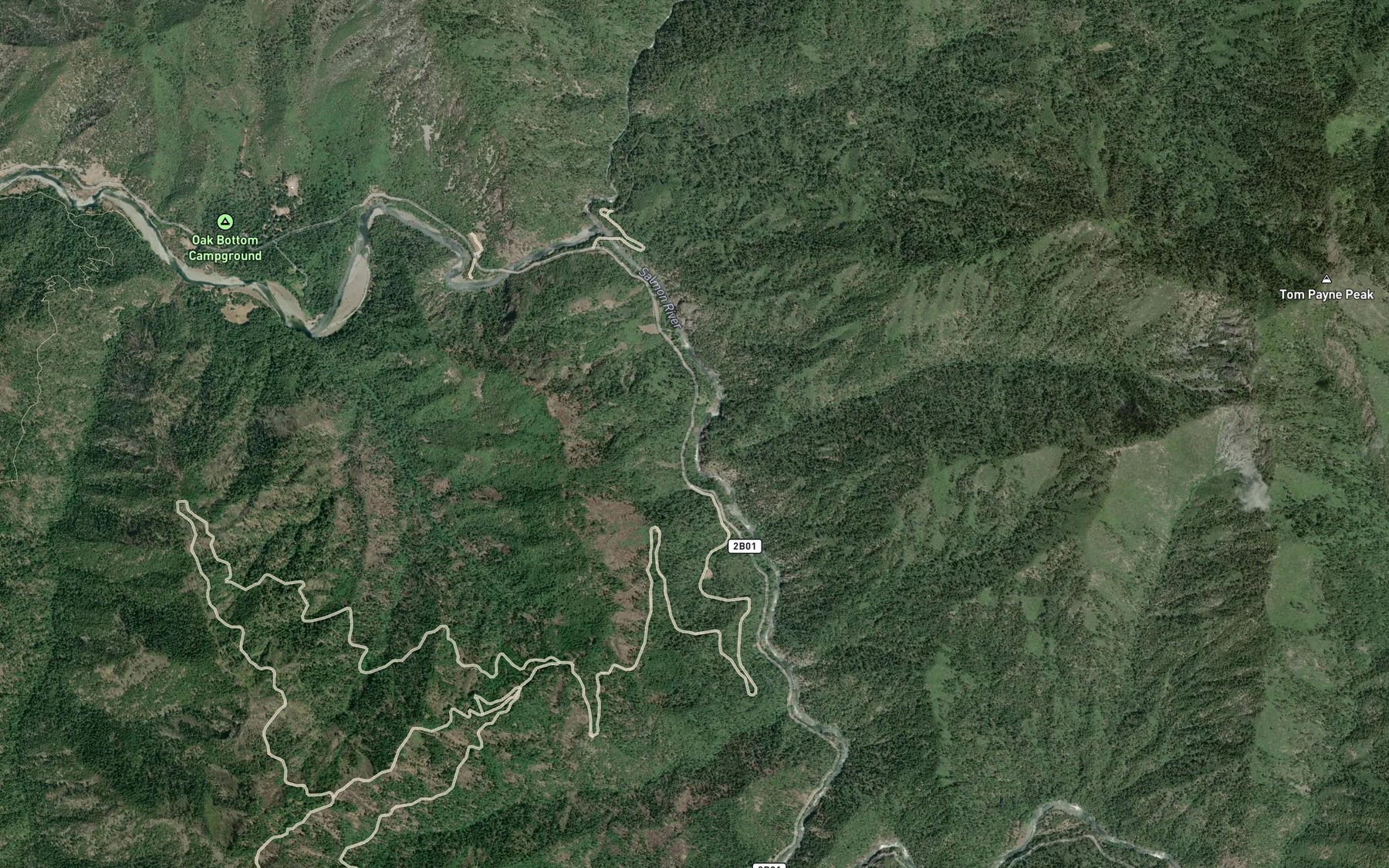 Satellite map of the Tom Payne Creek