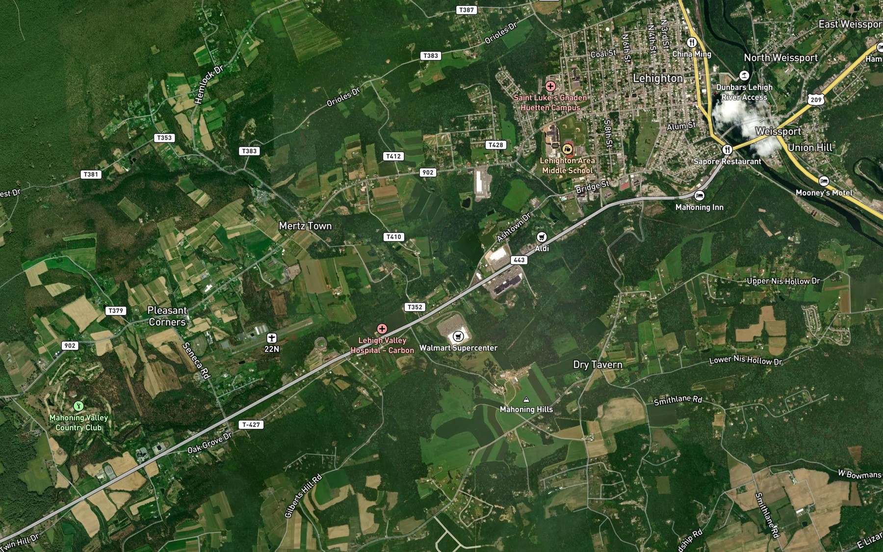 Satellite map of the Stewart Creek