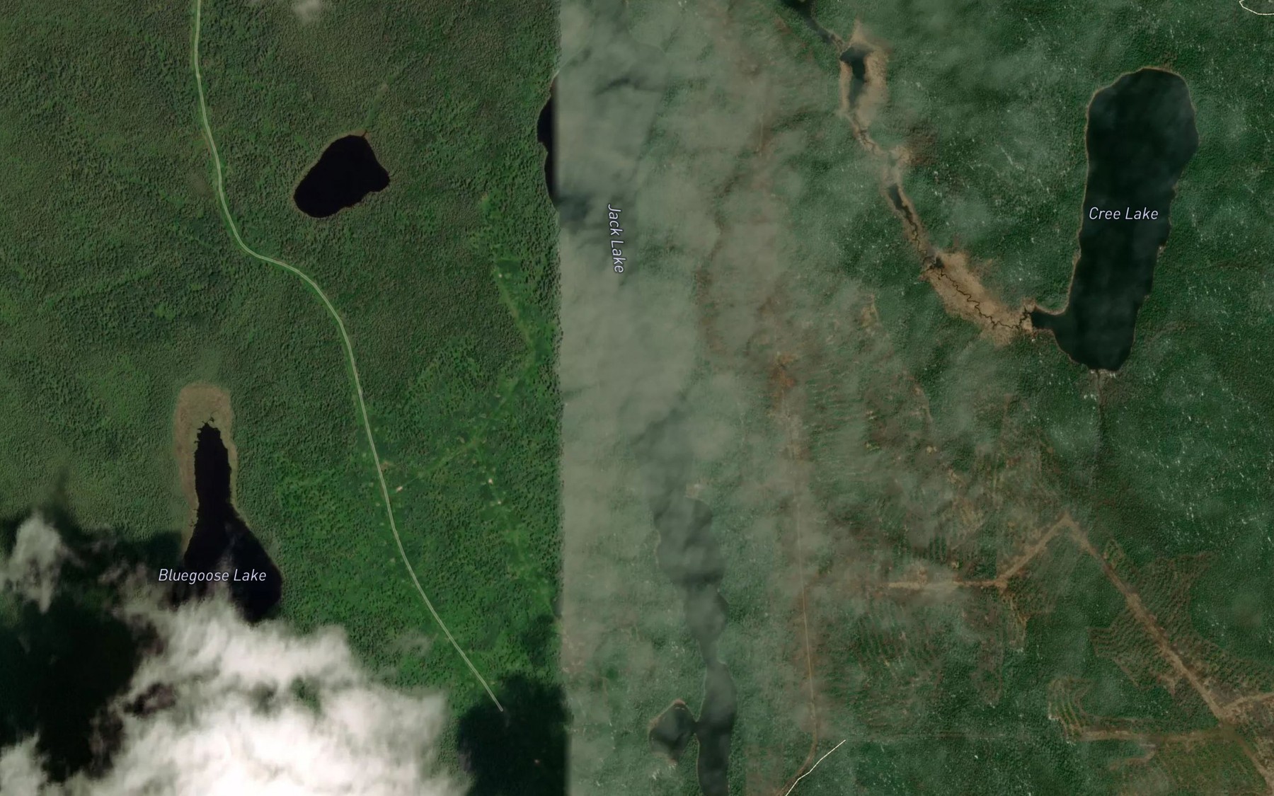 Satellite map of the Jack Lake