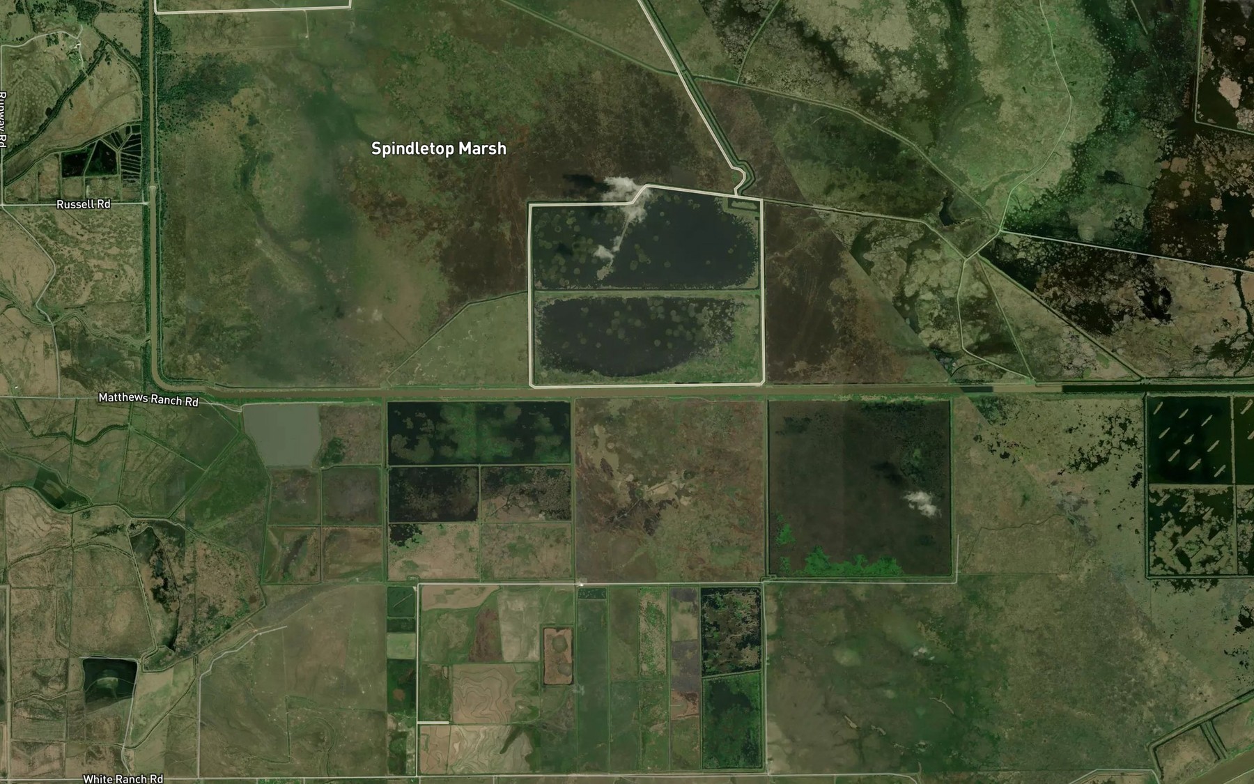 Satellite map of the Spindletop Ditch