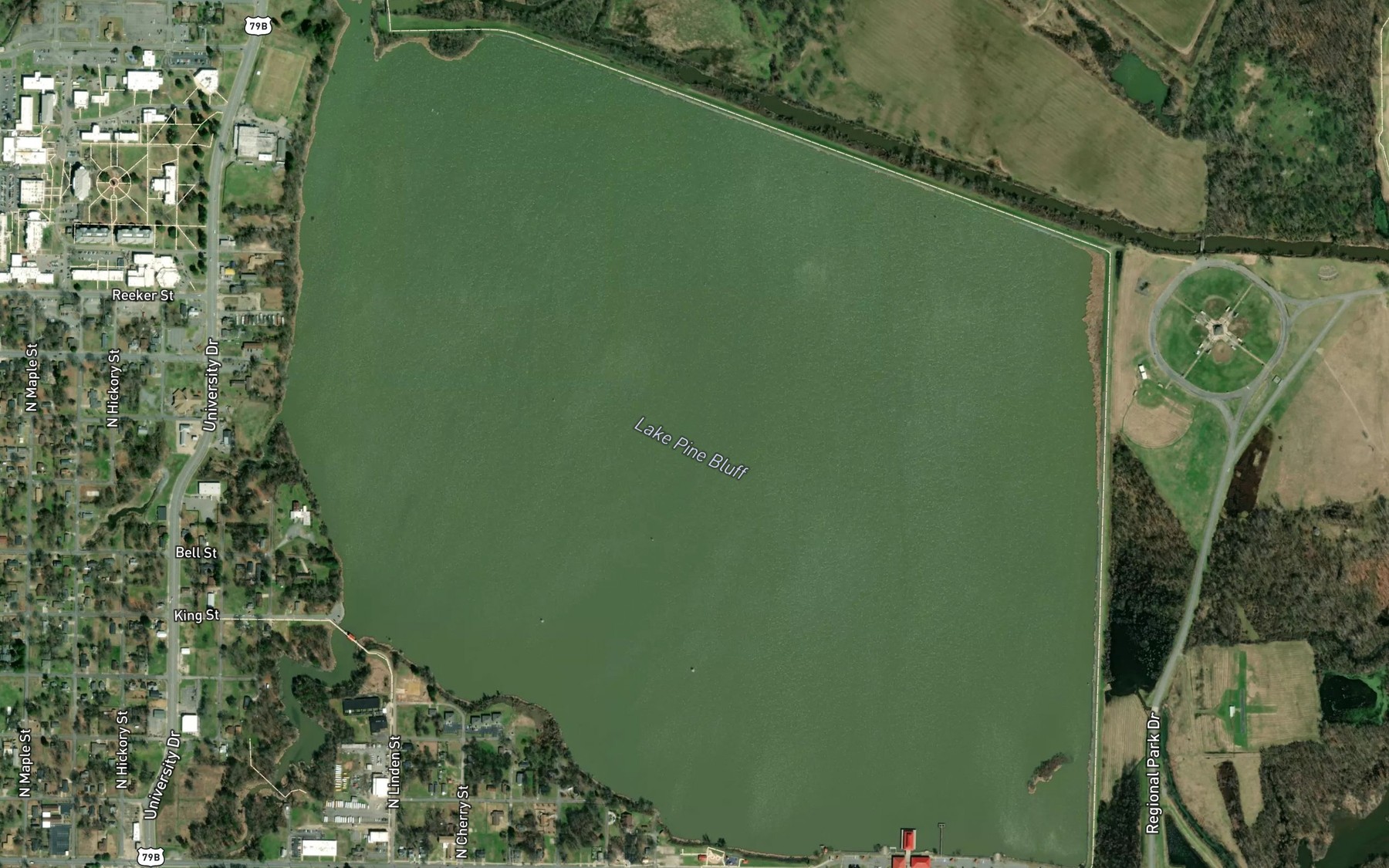 Satellite map of the Lake Pine Bluff
