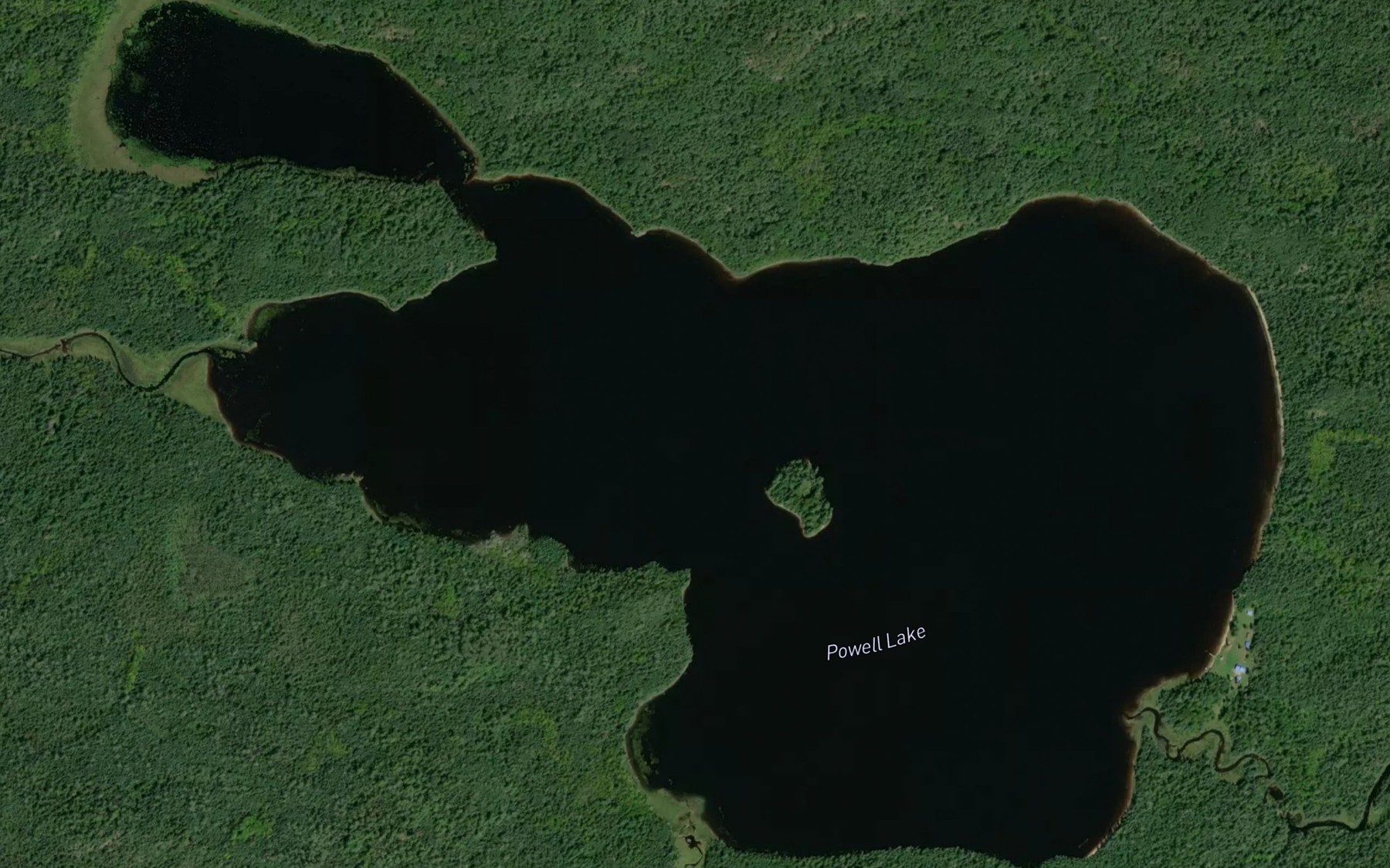 Satellite map of the Powell Lake