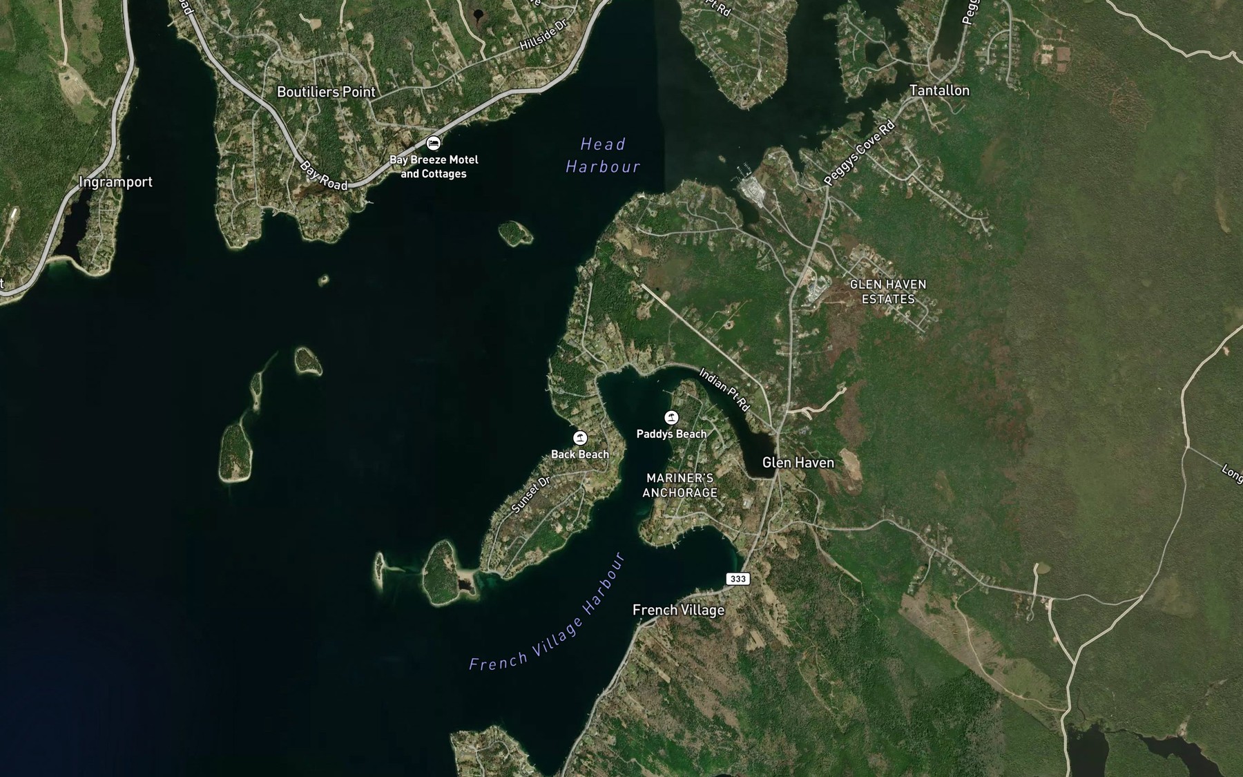 Satellite map of the Sellars Cove
