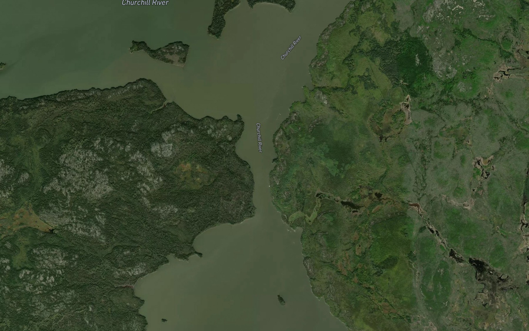 Satellite map of the Wapowukaw Narrows