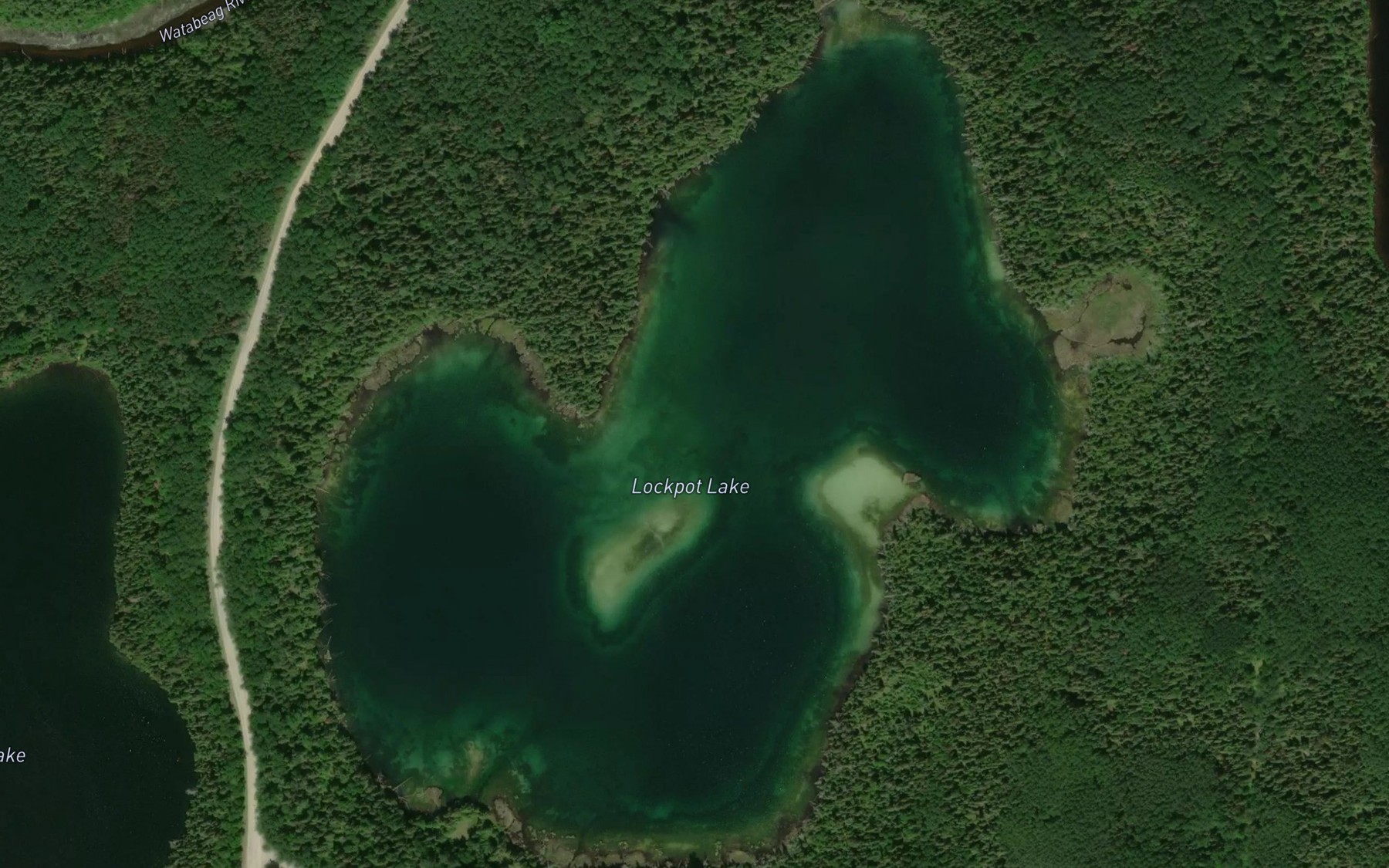 Satellite map of the Lockpot Lake