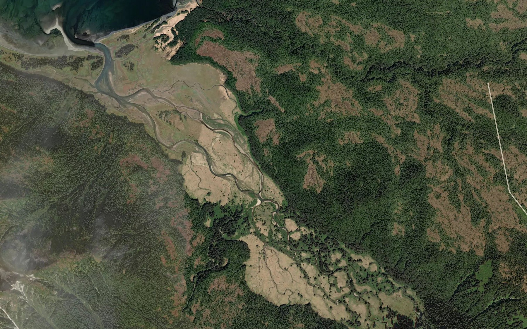 Satellite map of the Mud Bay River