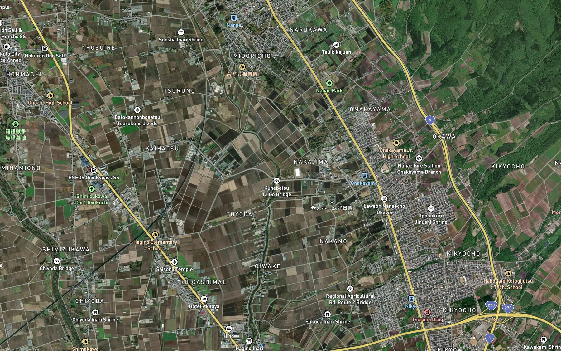 Satellite map of the Yude Gawa