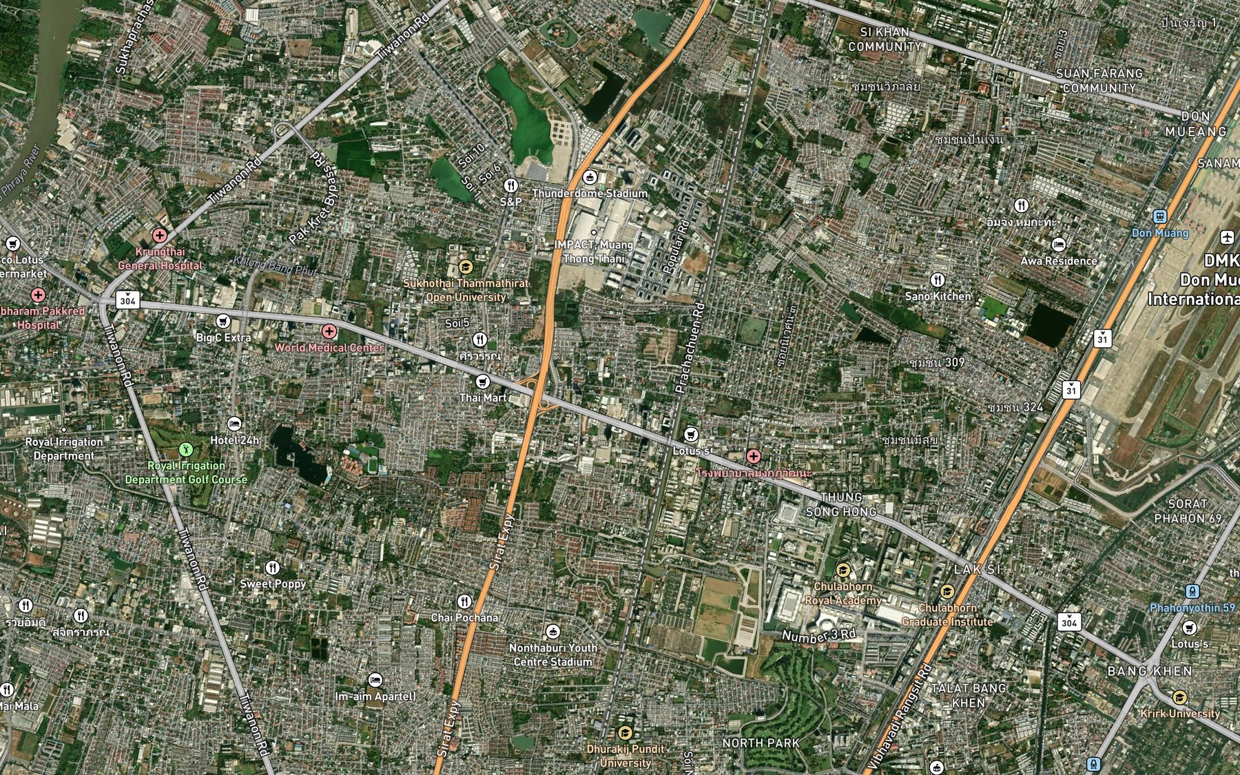Satellite map of the Khlong Klua