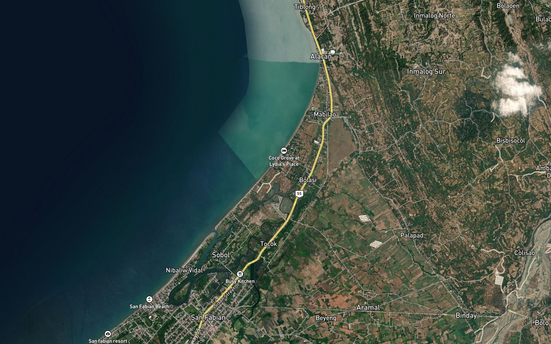 Satellite map of the Bagked River