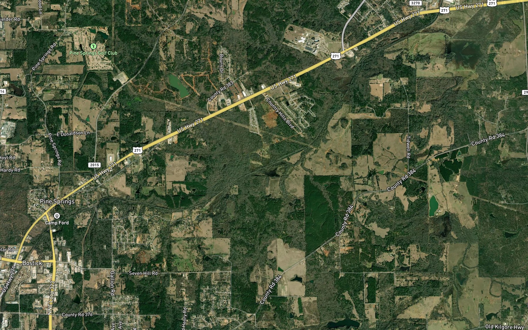 Satellite map of the Loves Branch