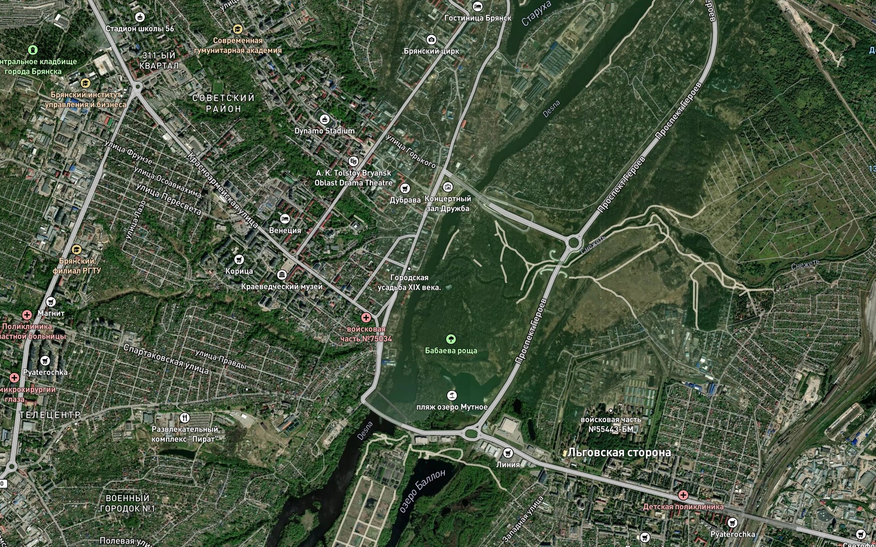 Satellite map of the Snezhet'