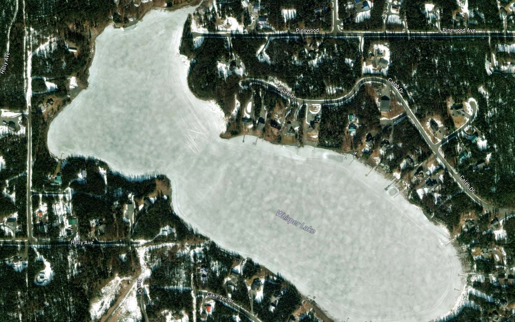 Satellite map of the Whisper Lake