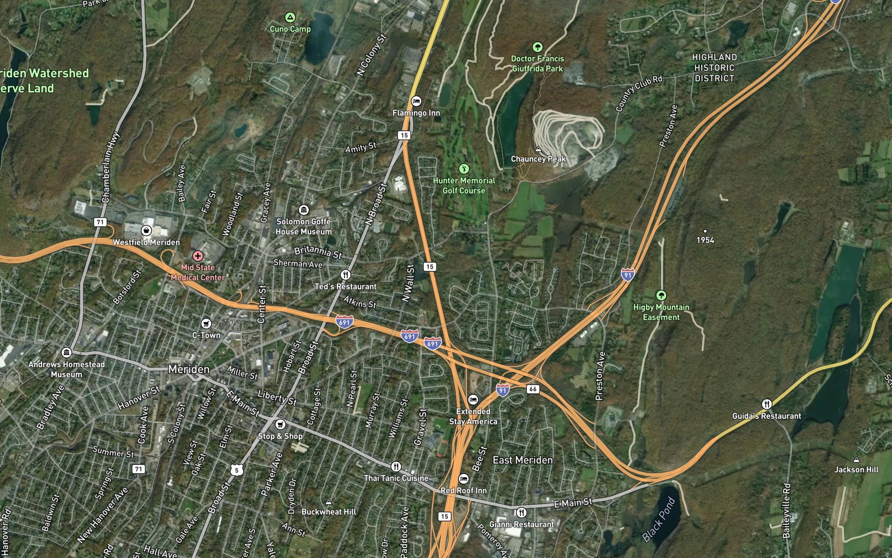 Satellite map of the Willow Brook