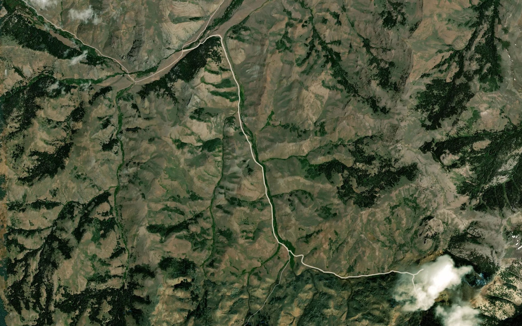 Satellite map of the Cabin Creek