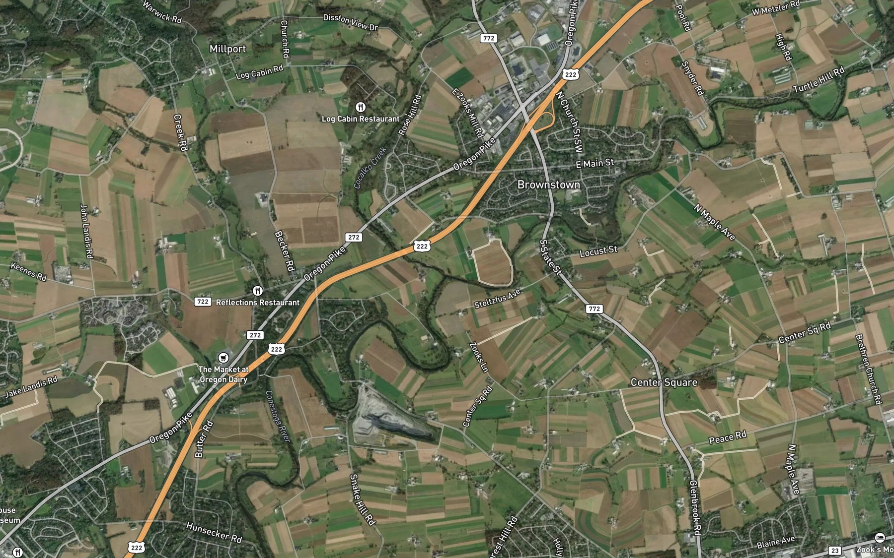 Satellite map of the Cocalico Creek
