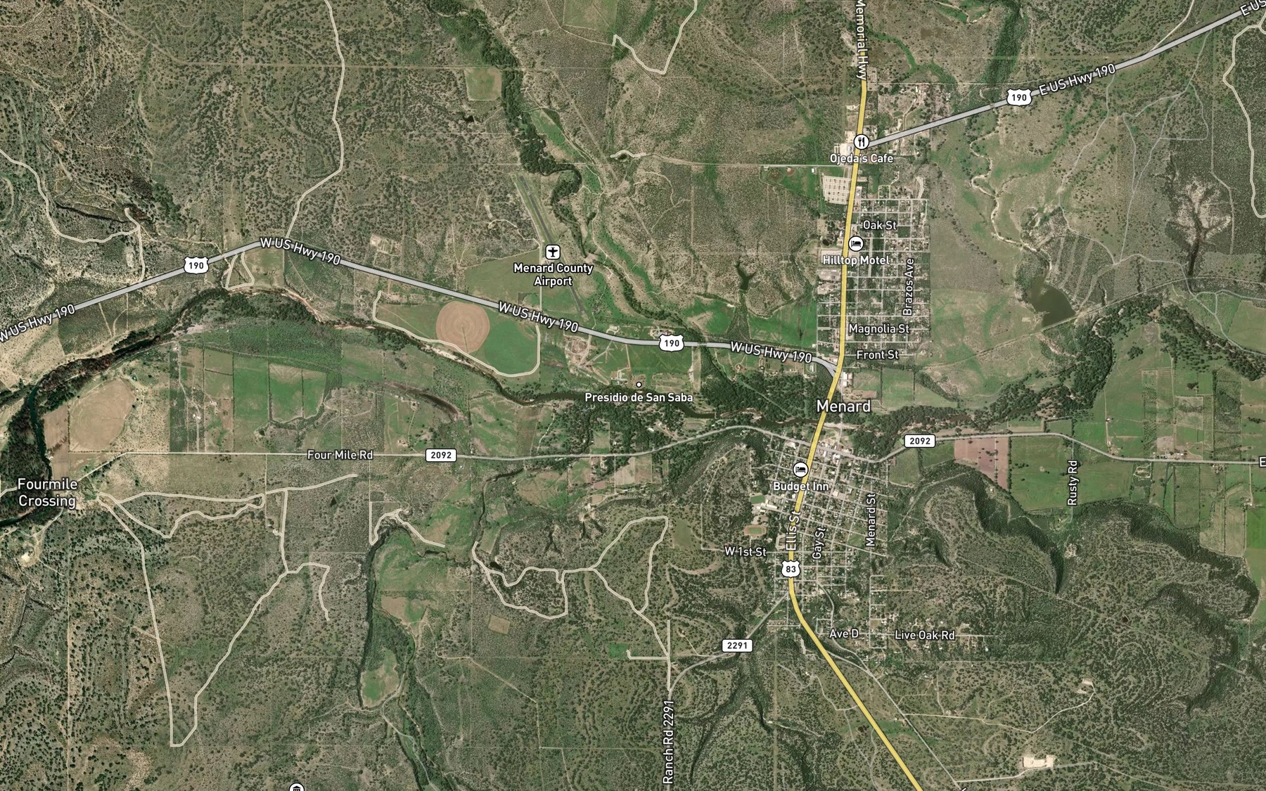 Satellite map of the Las Moras Creek