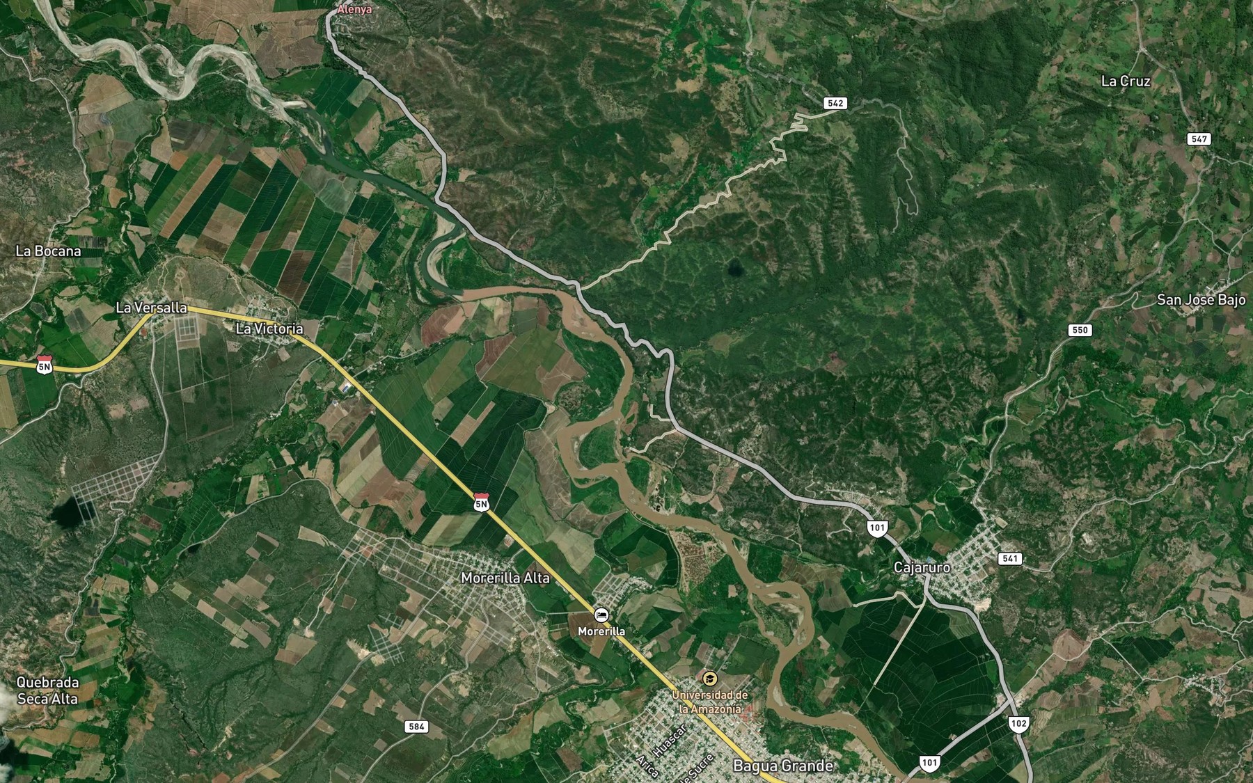 Satellite map of the Quebrada Chirimoyo