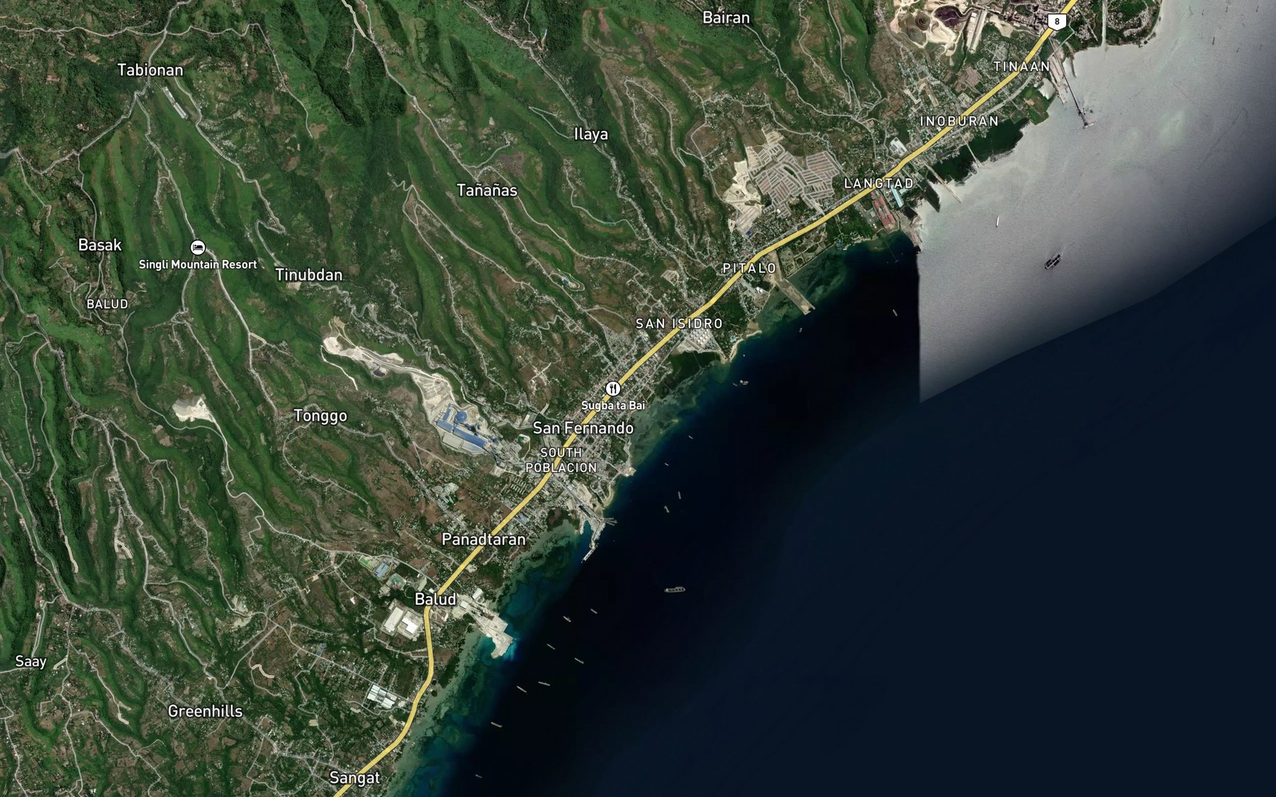Satellite map of the Tabuan Creek