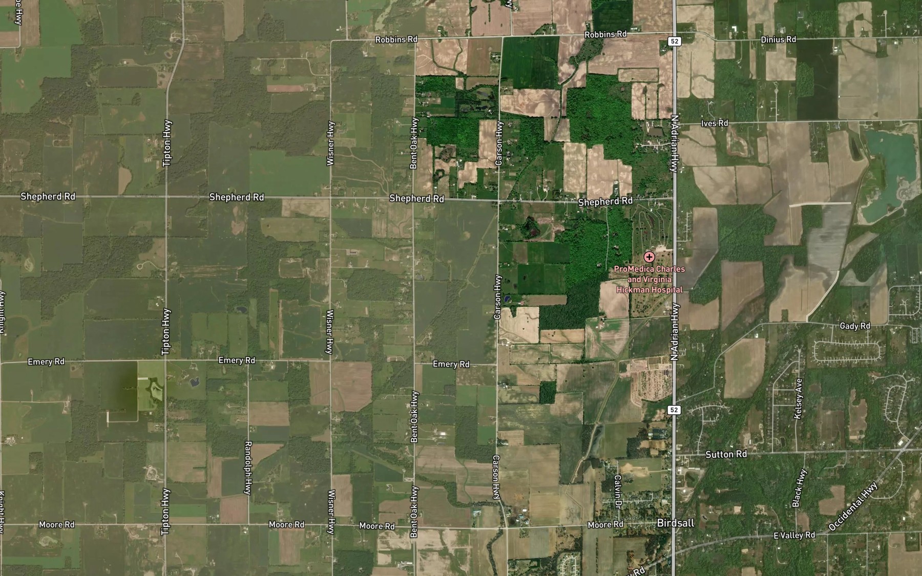Satellite map of the Treat Drain