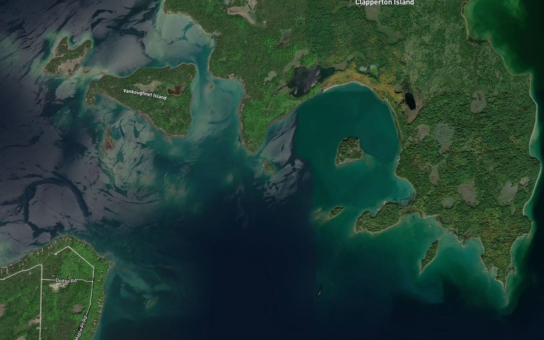 Satellite map of the Clapperton Channel