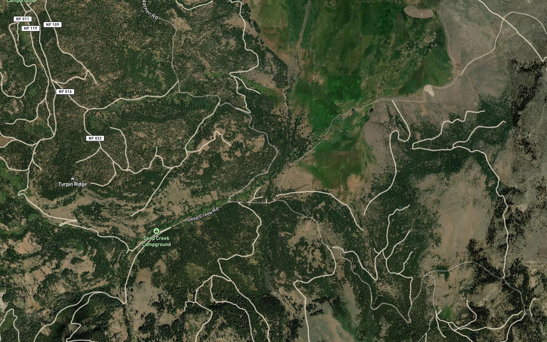 Satellite map of the Dismal Creek