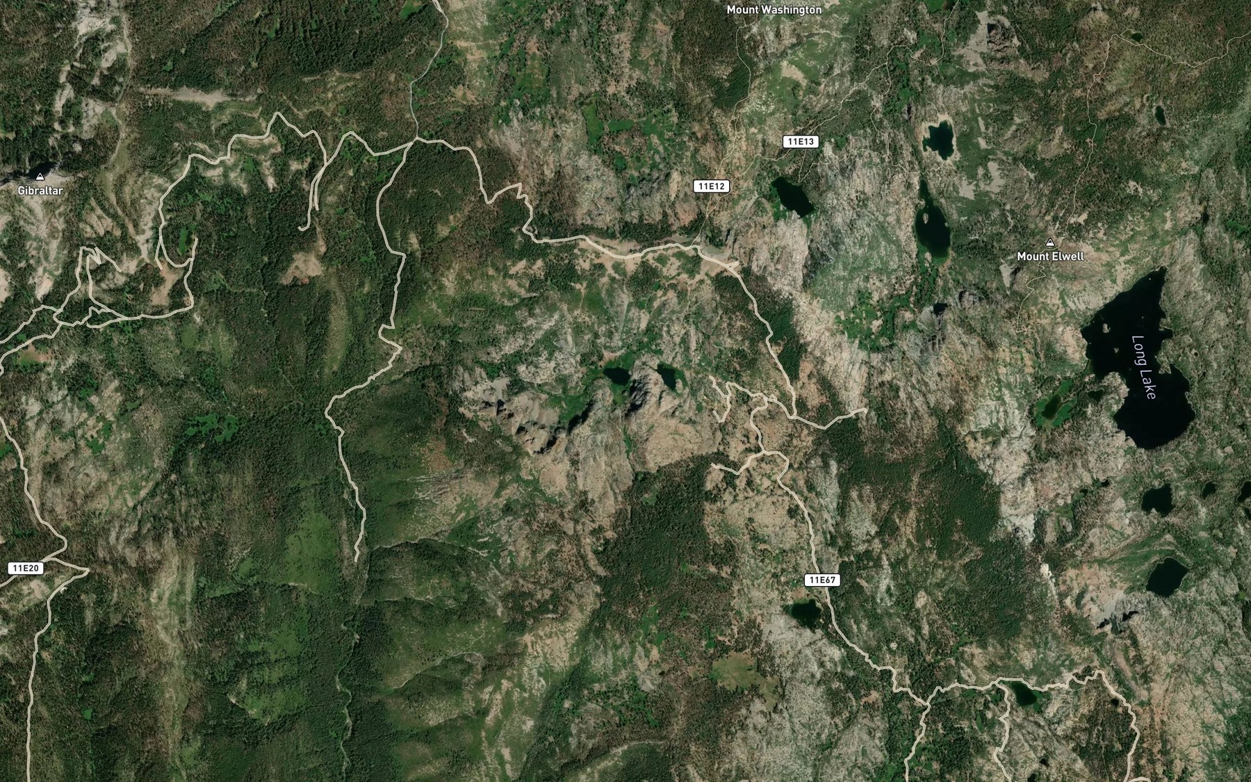 Satellite map of the Spencer Lakes