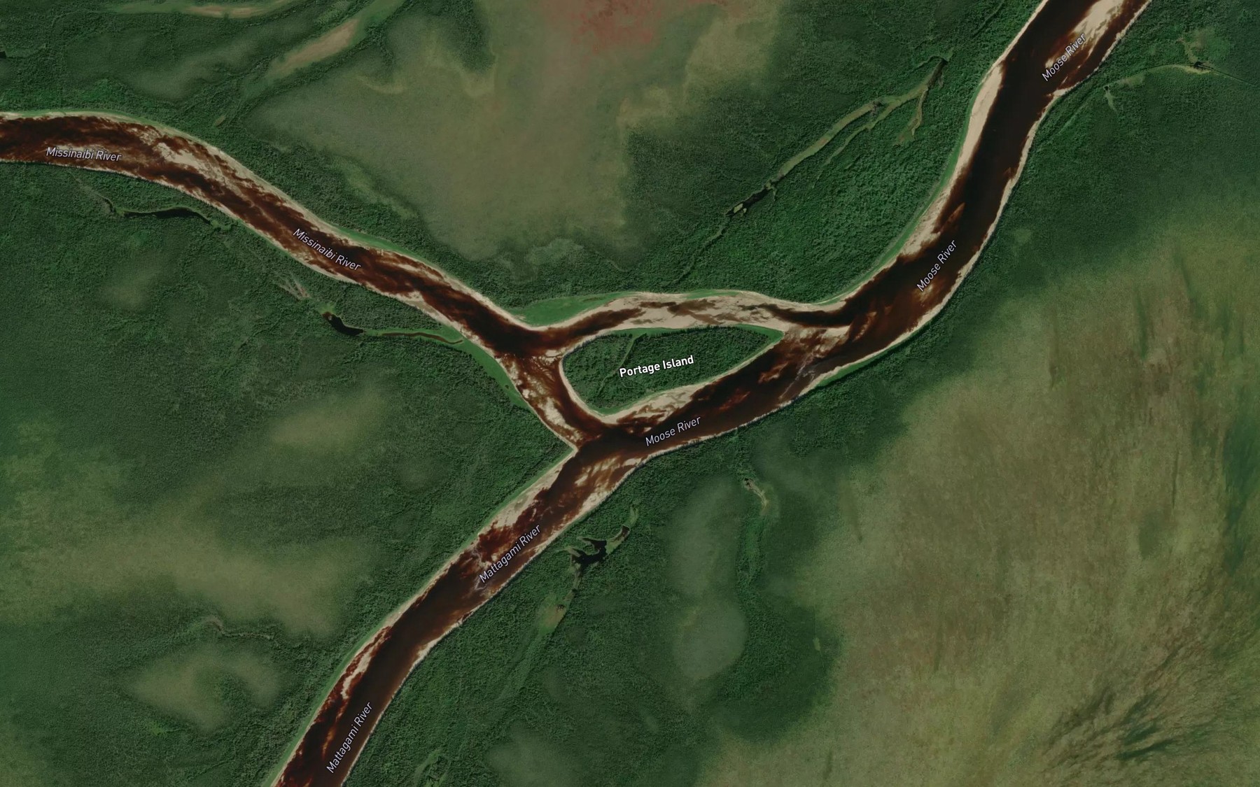 Satellite map of the Riviere Missinaibi