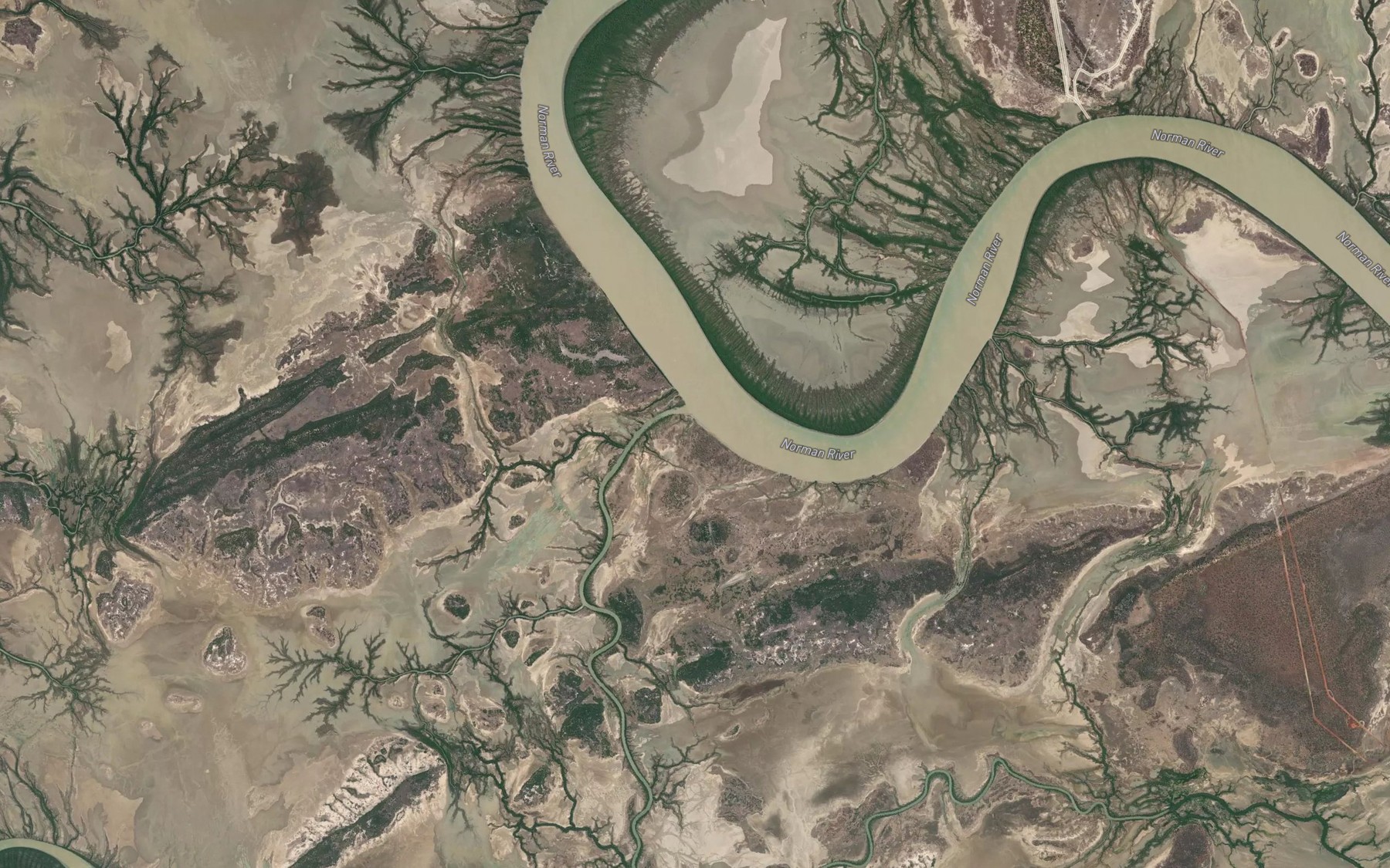 Satellite map of the Russell Creek