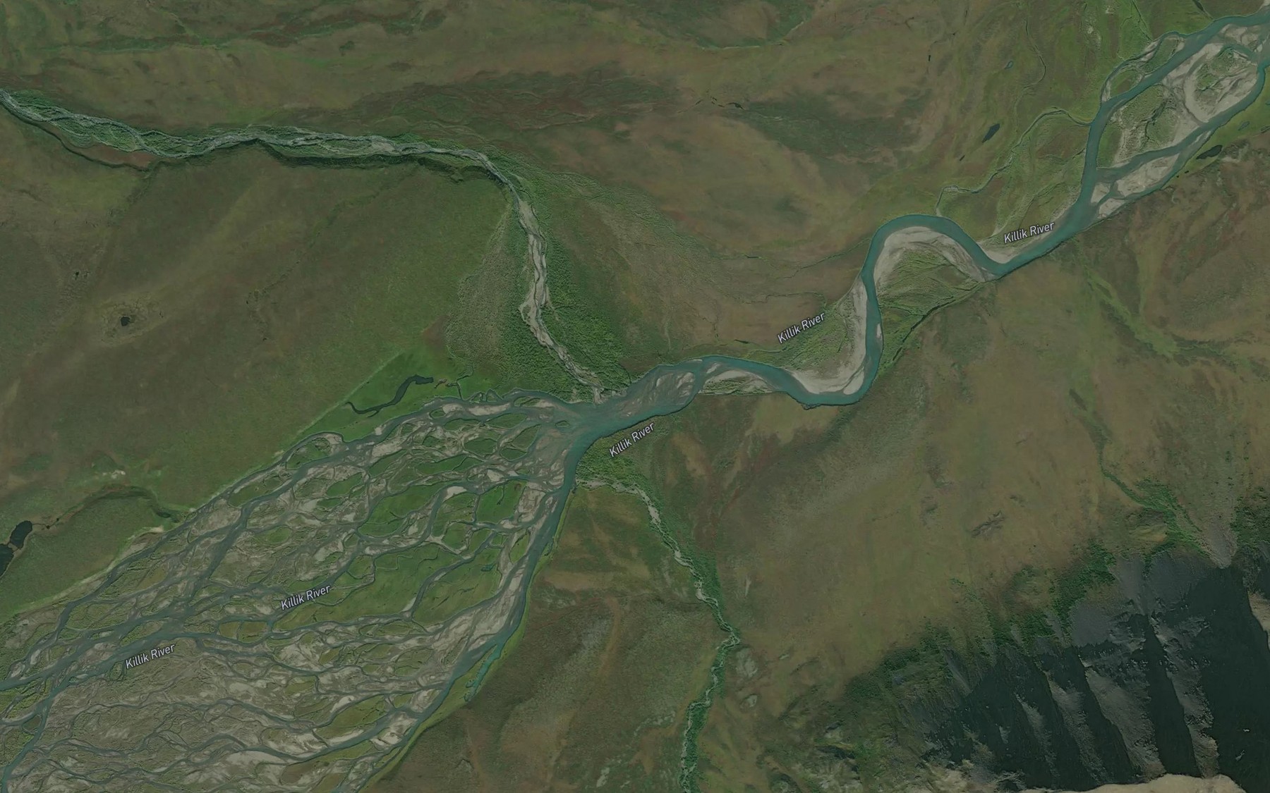 Satellite map of the Ayakalak Creek