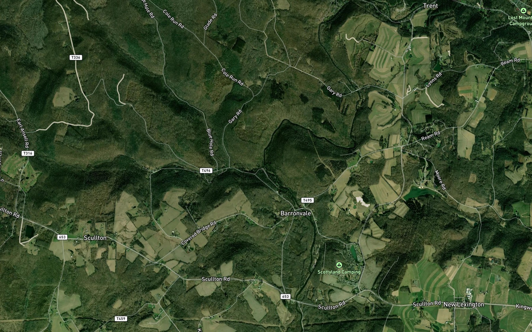 Satellite map of the Fall Creek