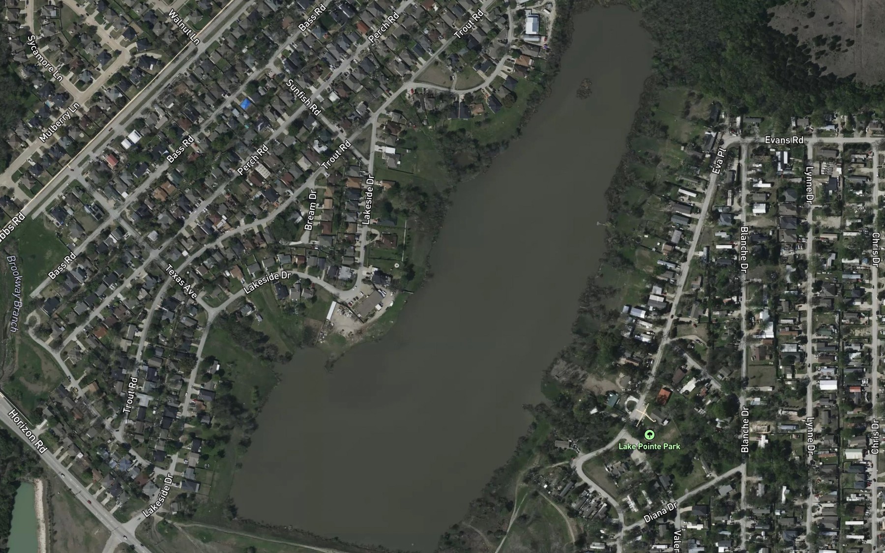 Satellite map of the Rockwall Lake