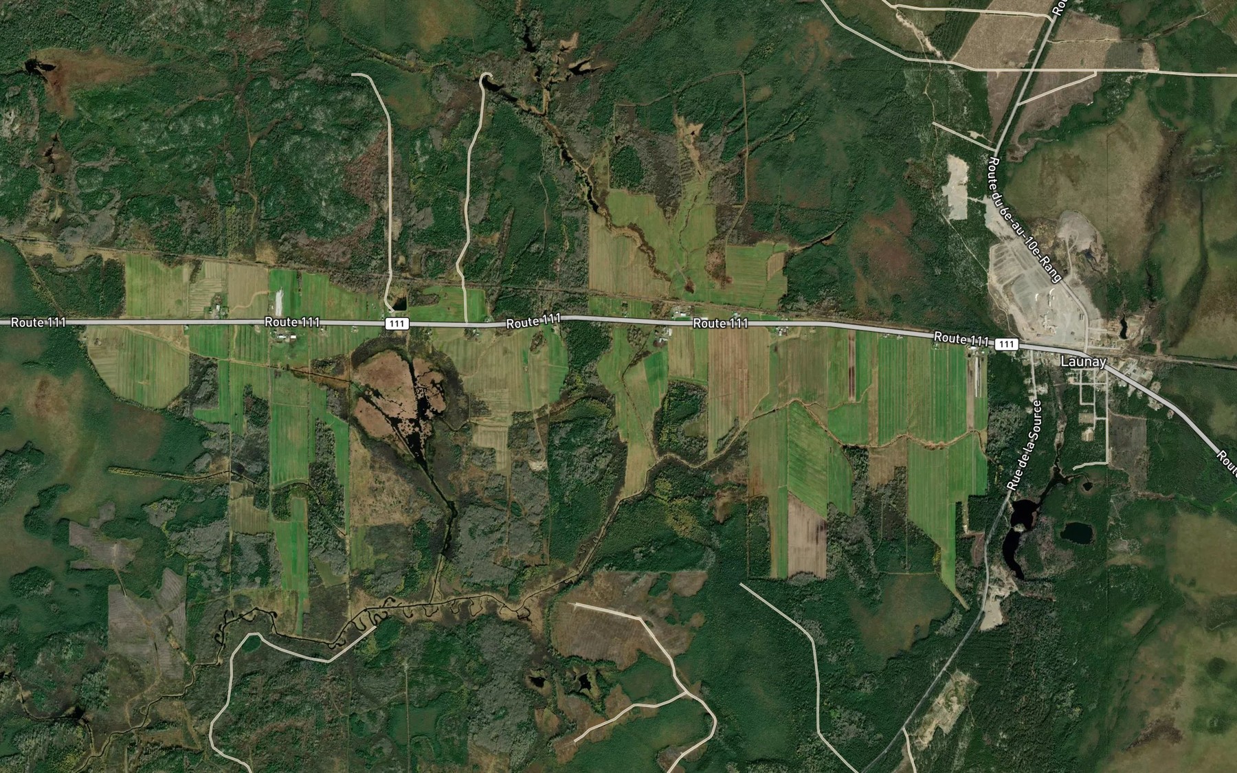Satellite map of the Ruisseau Laurendeau
