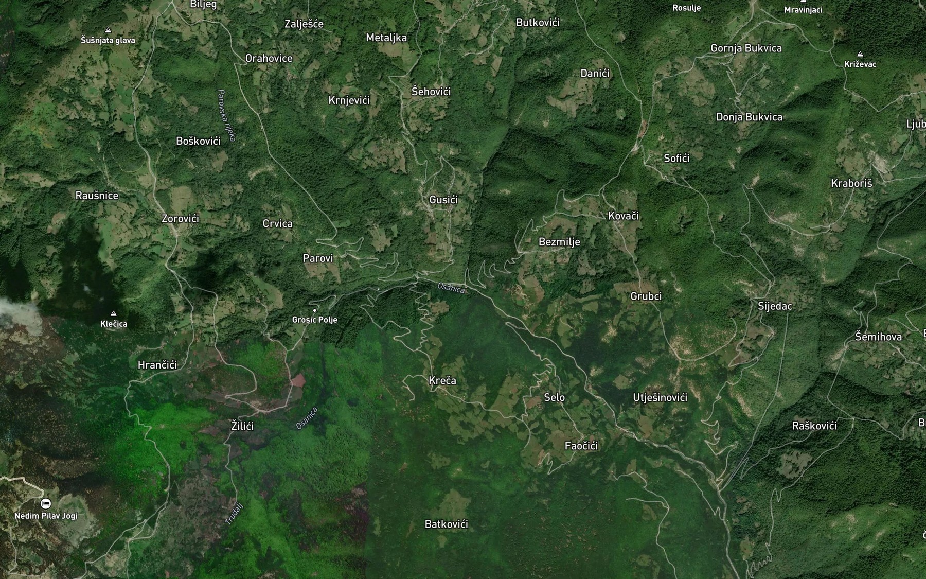 Satellite map of the Lucki Potok