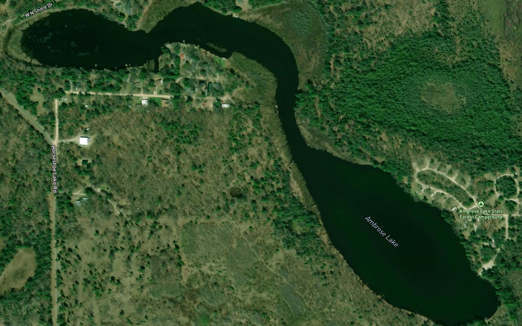 Satellite map of the Ambrose Lake