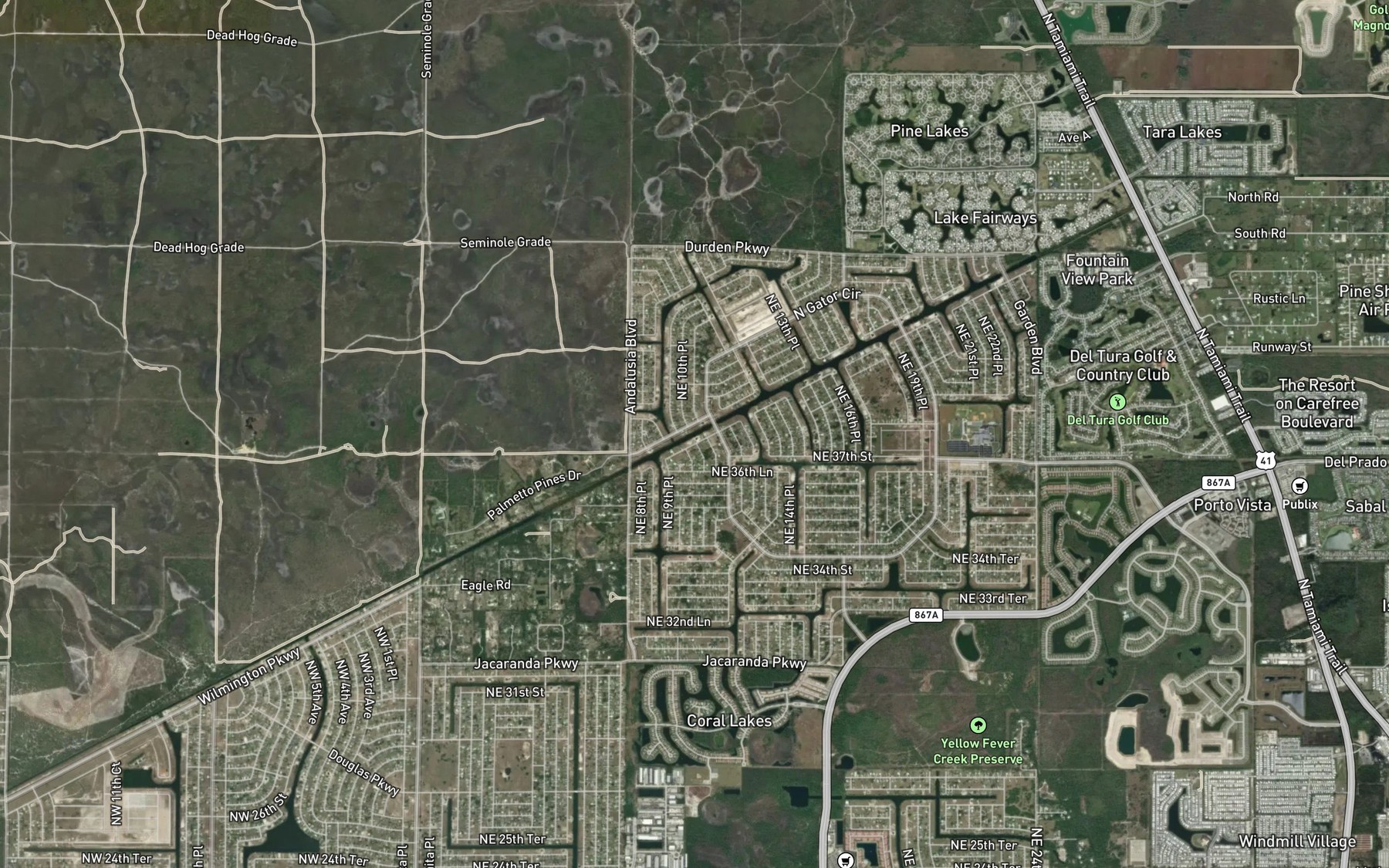 Satellite map of the Gator Slough Canal
