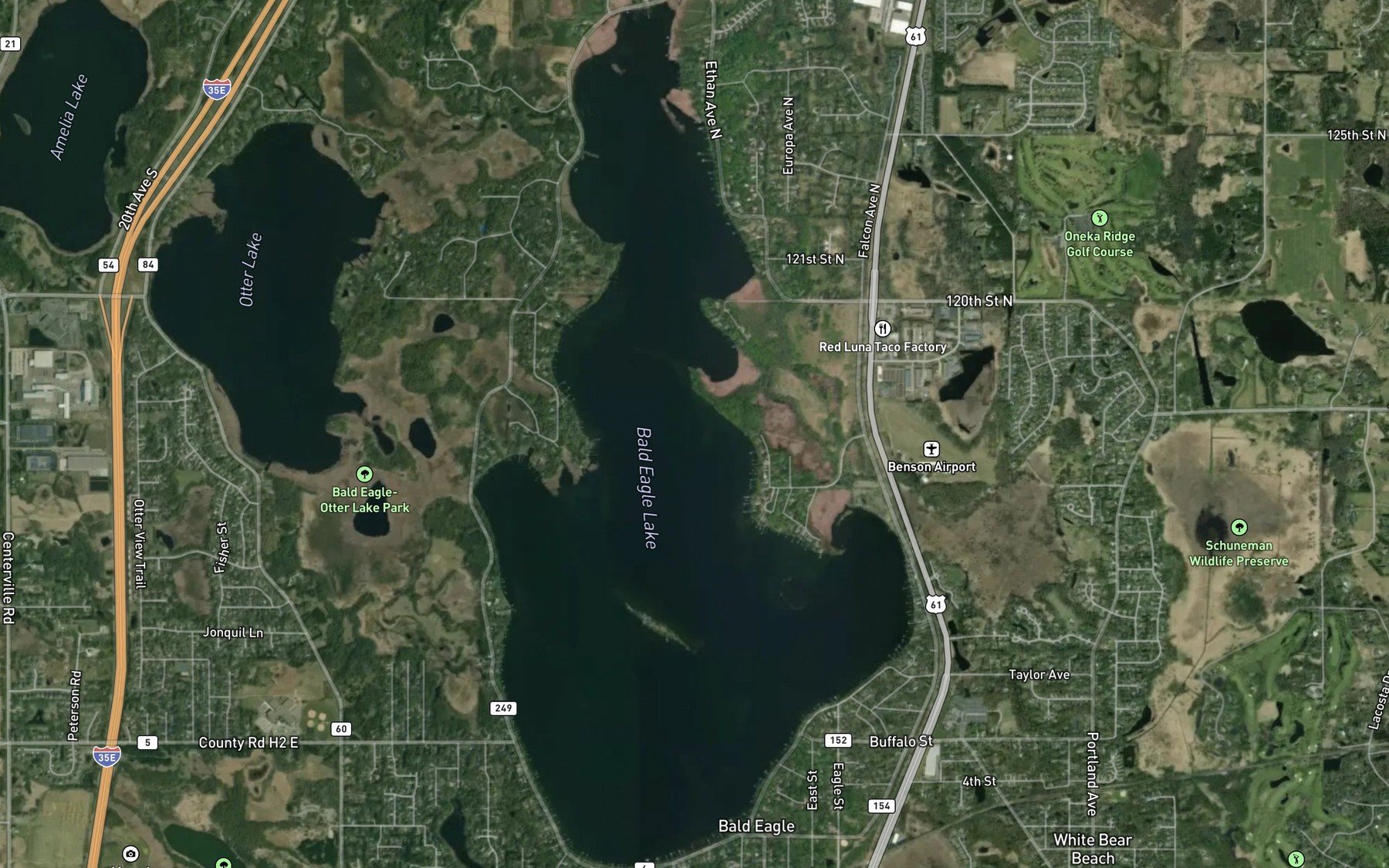 Satellite map of the Bald Eagle Lake