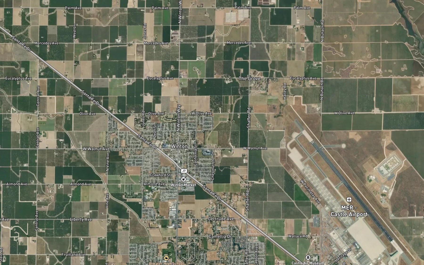 Satellite map of the Winton Lateral