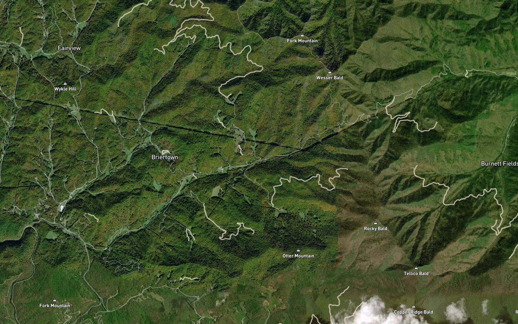 Satellite map of the Sawmill Branch