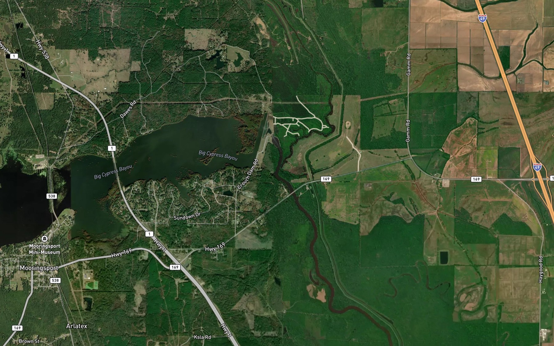 Satellite map of the Black Bayou