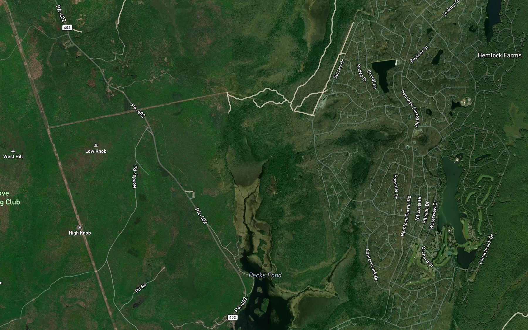 Satellite map of the Maple Creek