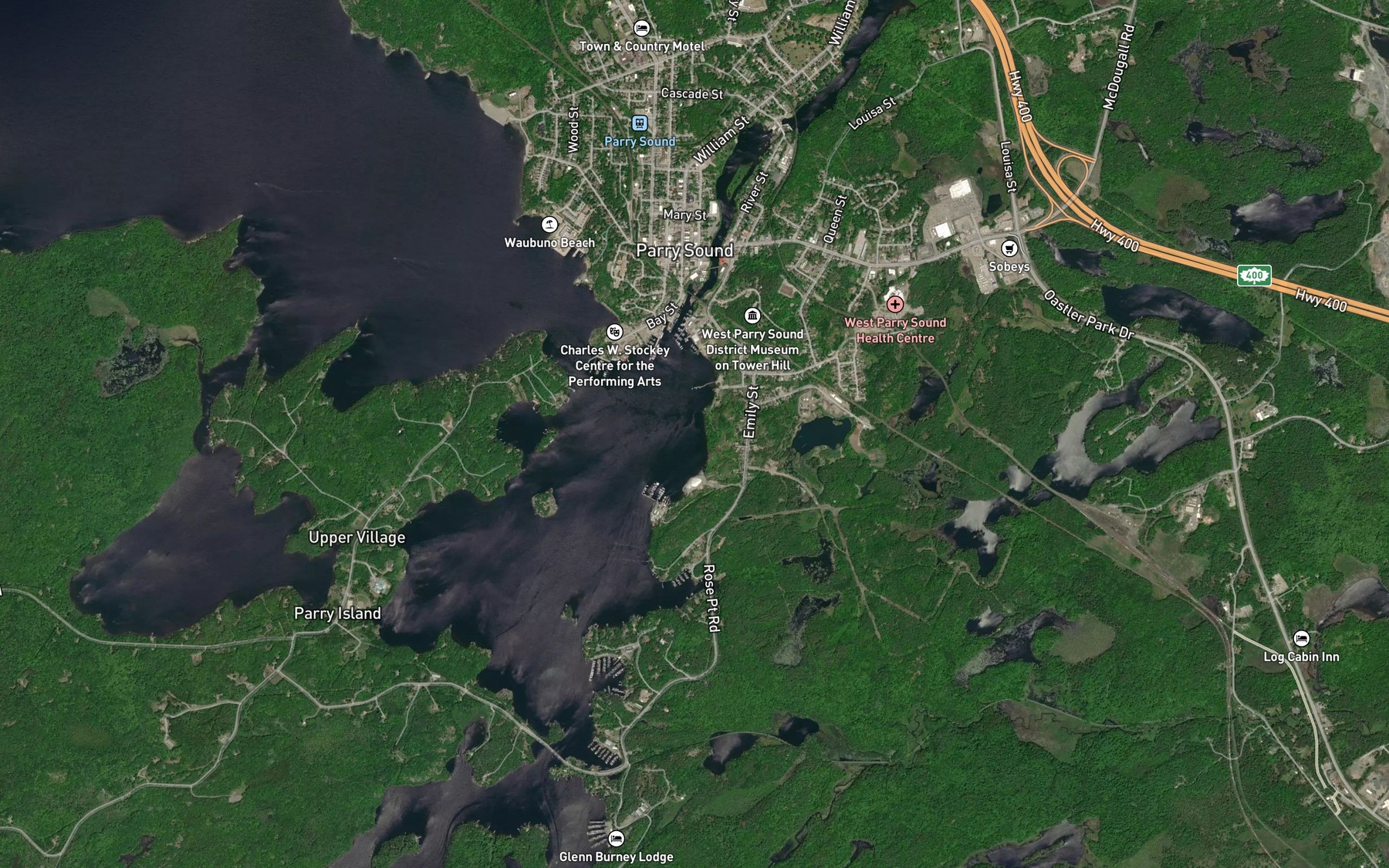 Satellite map of the Boneyard Bay