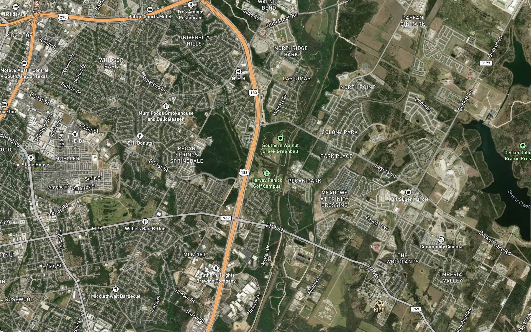 Satellite map of the Little Walnut Creek