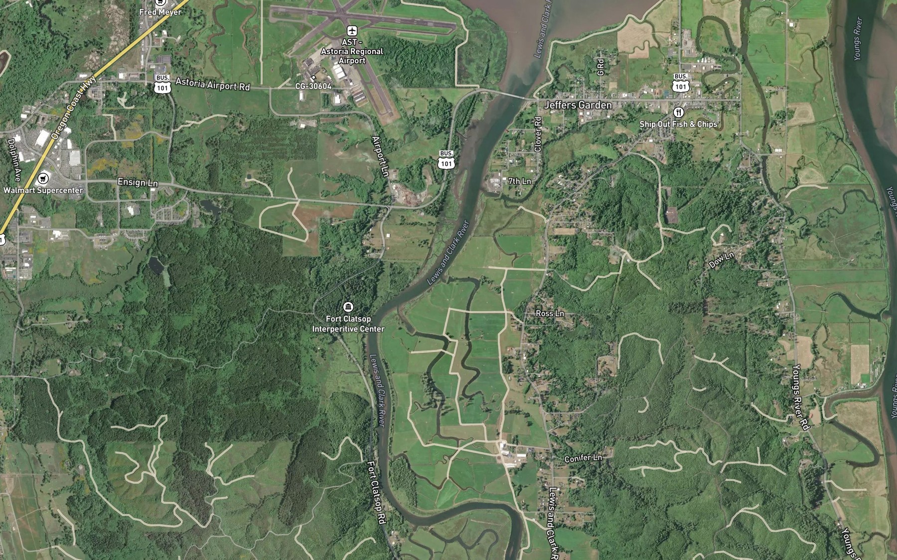 Satellite map of the Barrett Slough