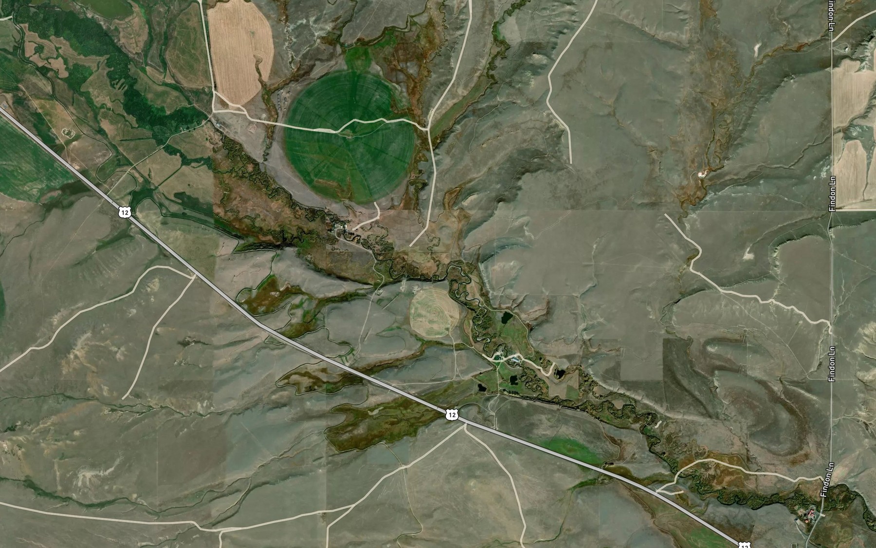 Satellite map of the Mud Creek