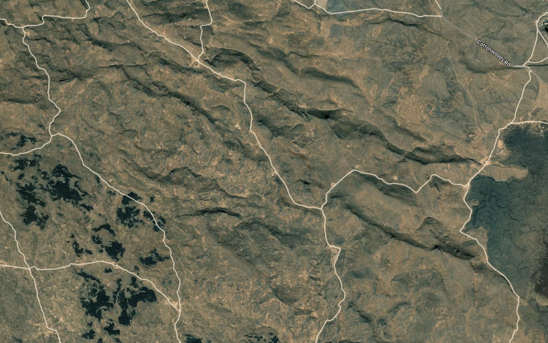 Satellite map of the Flat Tire Reservoir